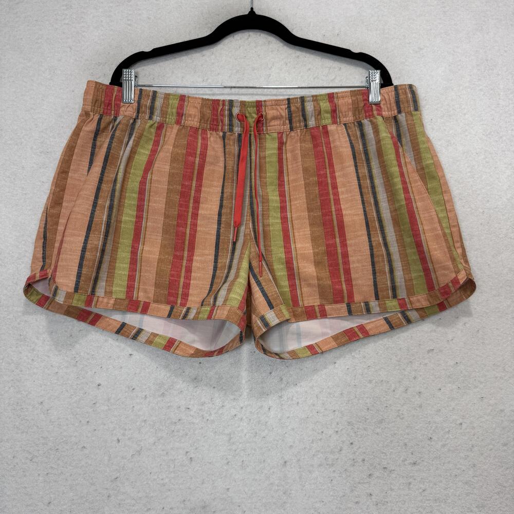 PrAna Swim Shorts Womens XL Multicolor Stripe Elastic Waist Lined Zip Pocket
